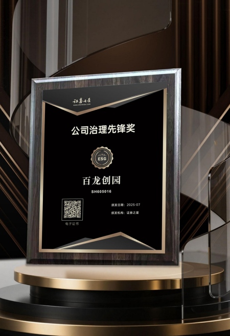 喜报|百龙创园荣获证券之星公司治理先锋奖 喜报|百龙创园荣获证券之星公司治理先锋奖